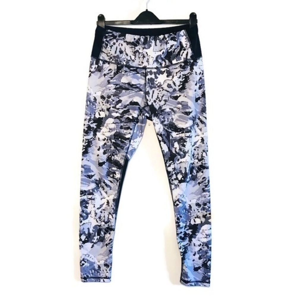 Lucy Activewear Revolution Run Navy Blue Foil Print full Length Leggings Large